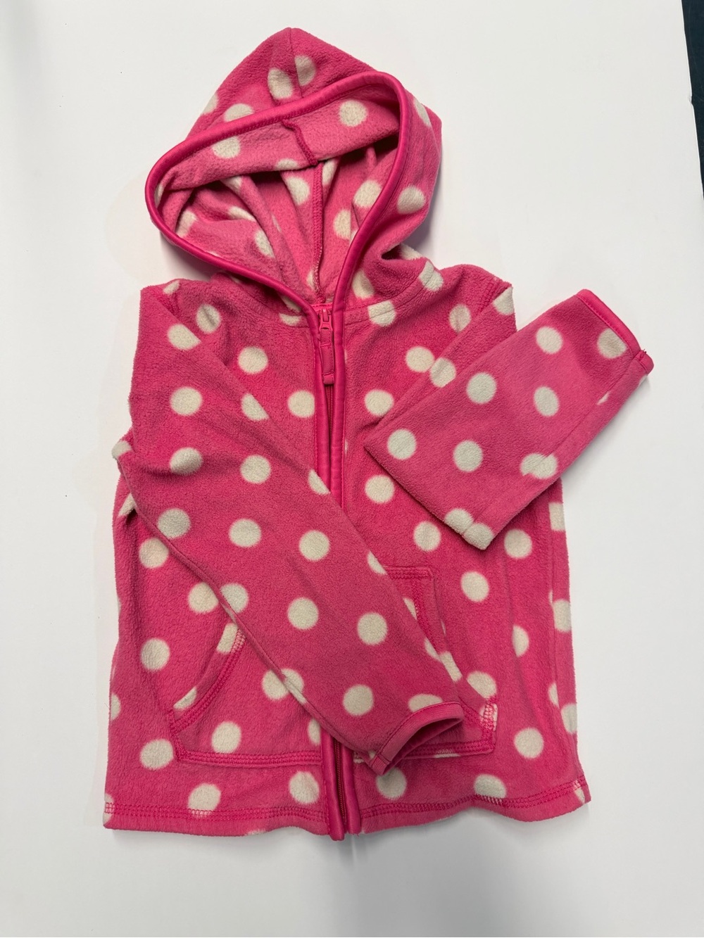 Toughskins Hot Pink Polka Dot Hooded Fleece Zip Jacket